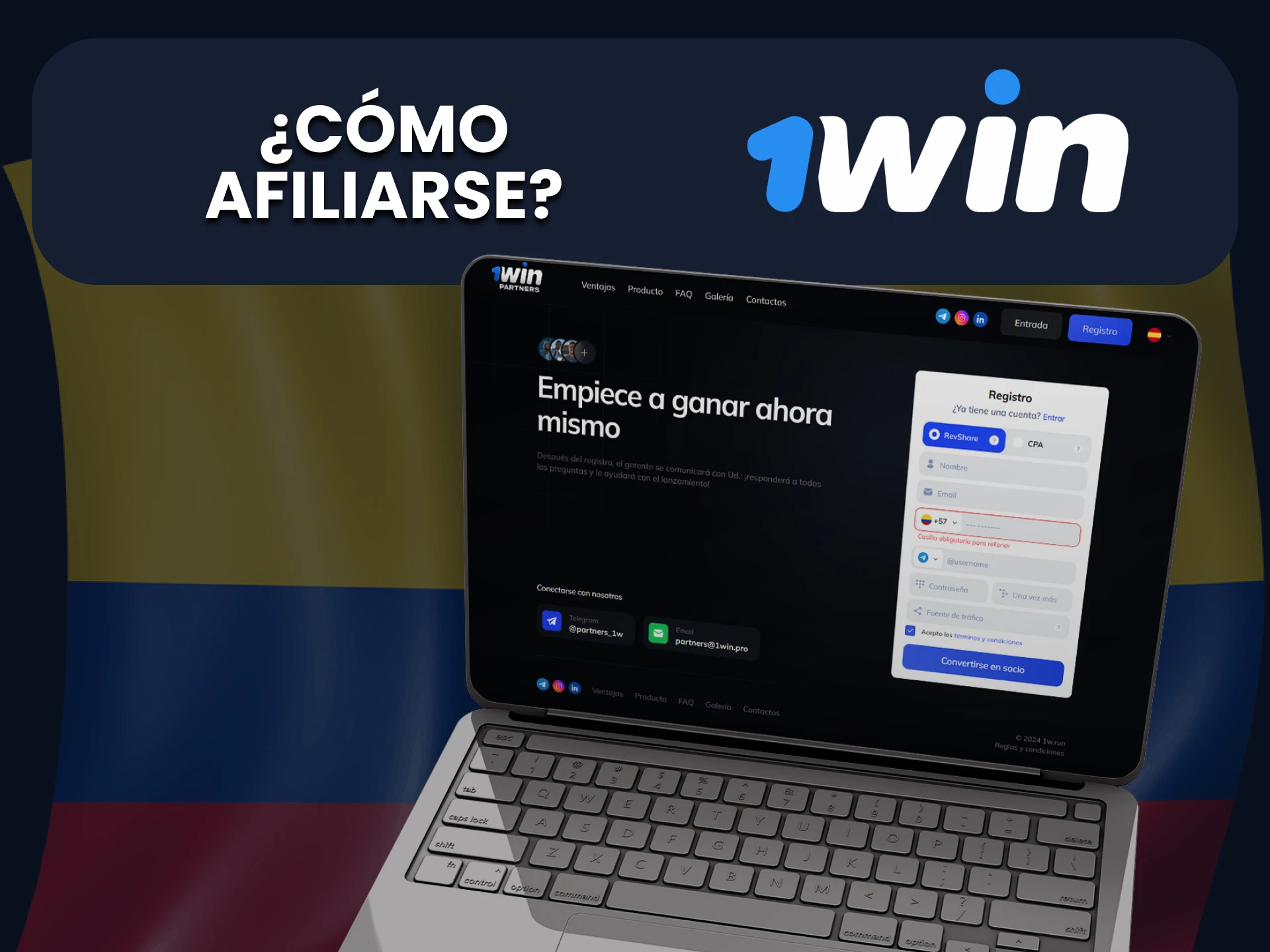 Le mostraremos cómo convertirse en miembro del programa de afiliados de 1win.