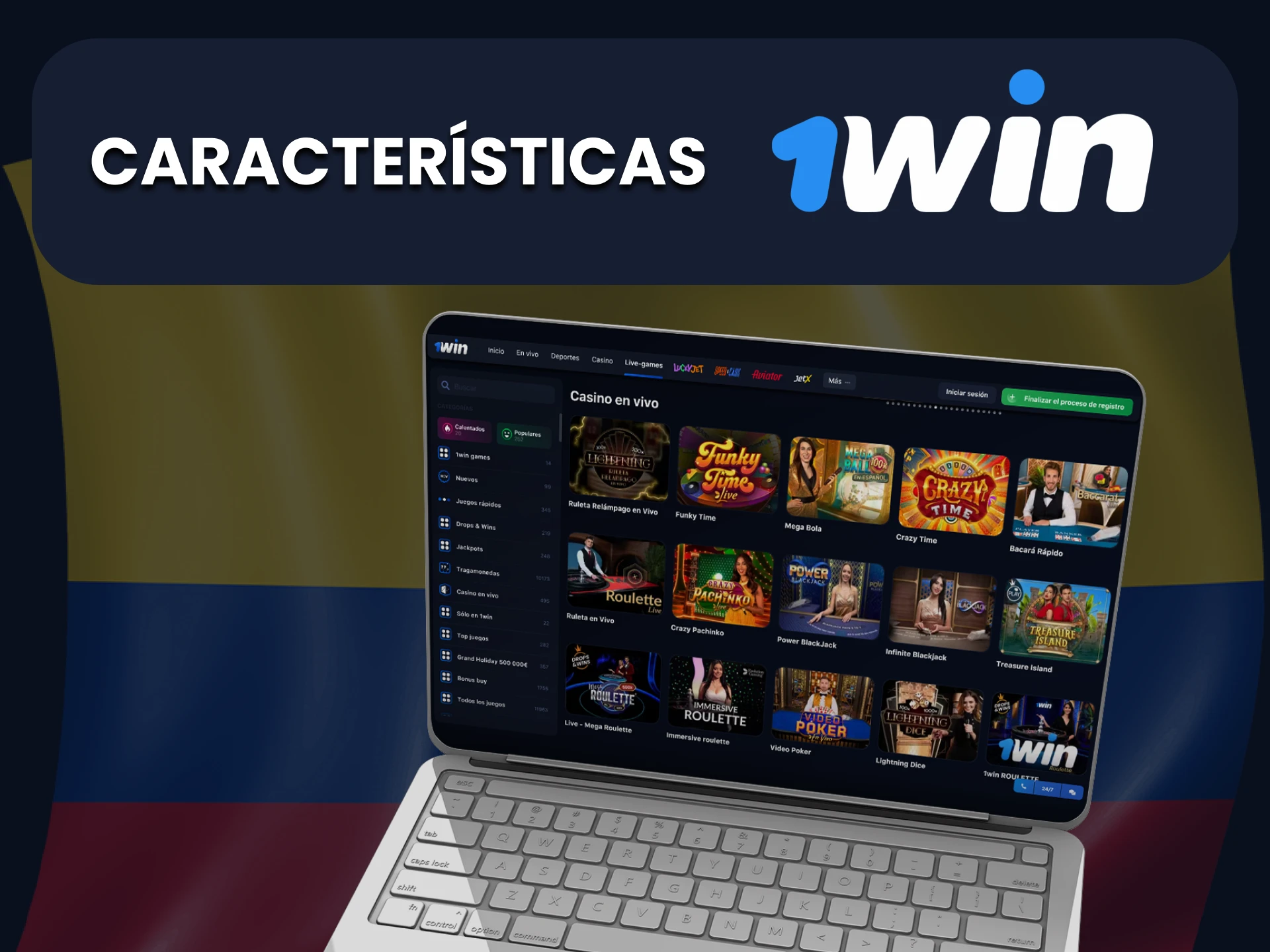 Explora las características del casino en vivo en 1win.