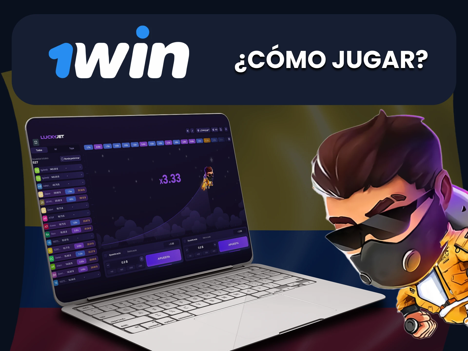 Regístrate y encuentra la sección correcta para comenzar a jugar Lucky Jet en 1Win.