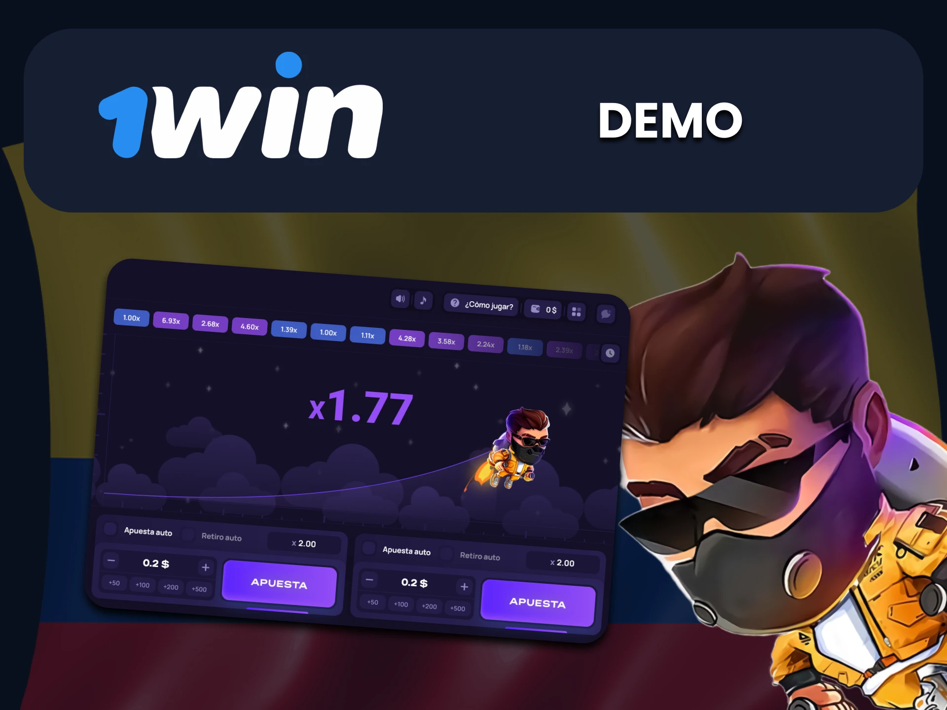 Practica en la versión demo del juego Lucky Jet en 1win.