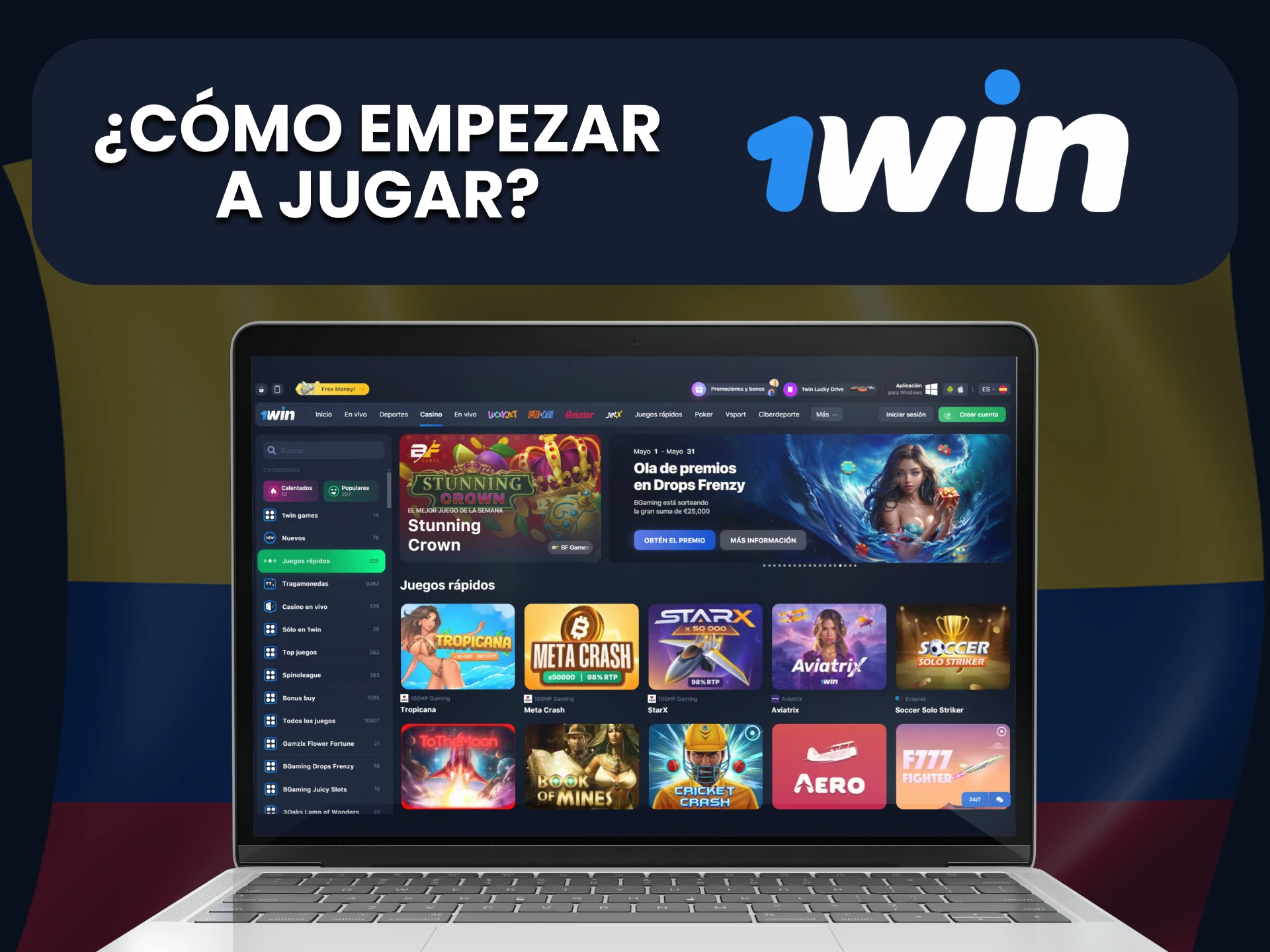 Regístrate y deposita dinero para empezar a jugar 1Win Aviatrix.