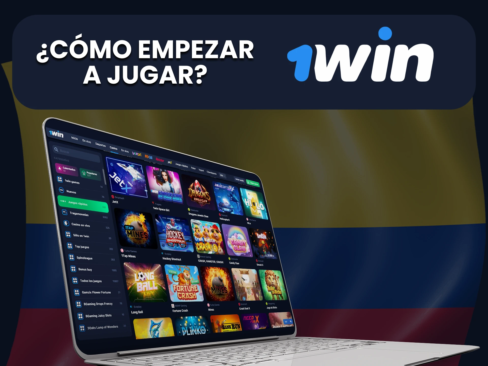 Vaya a la sección de casino 1Win para jugar JetX.