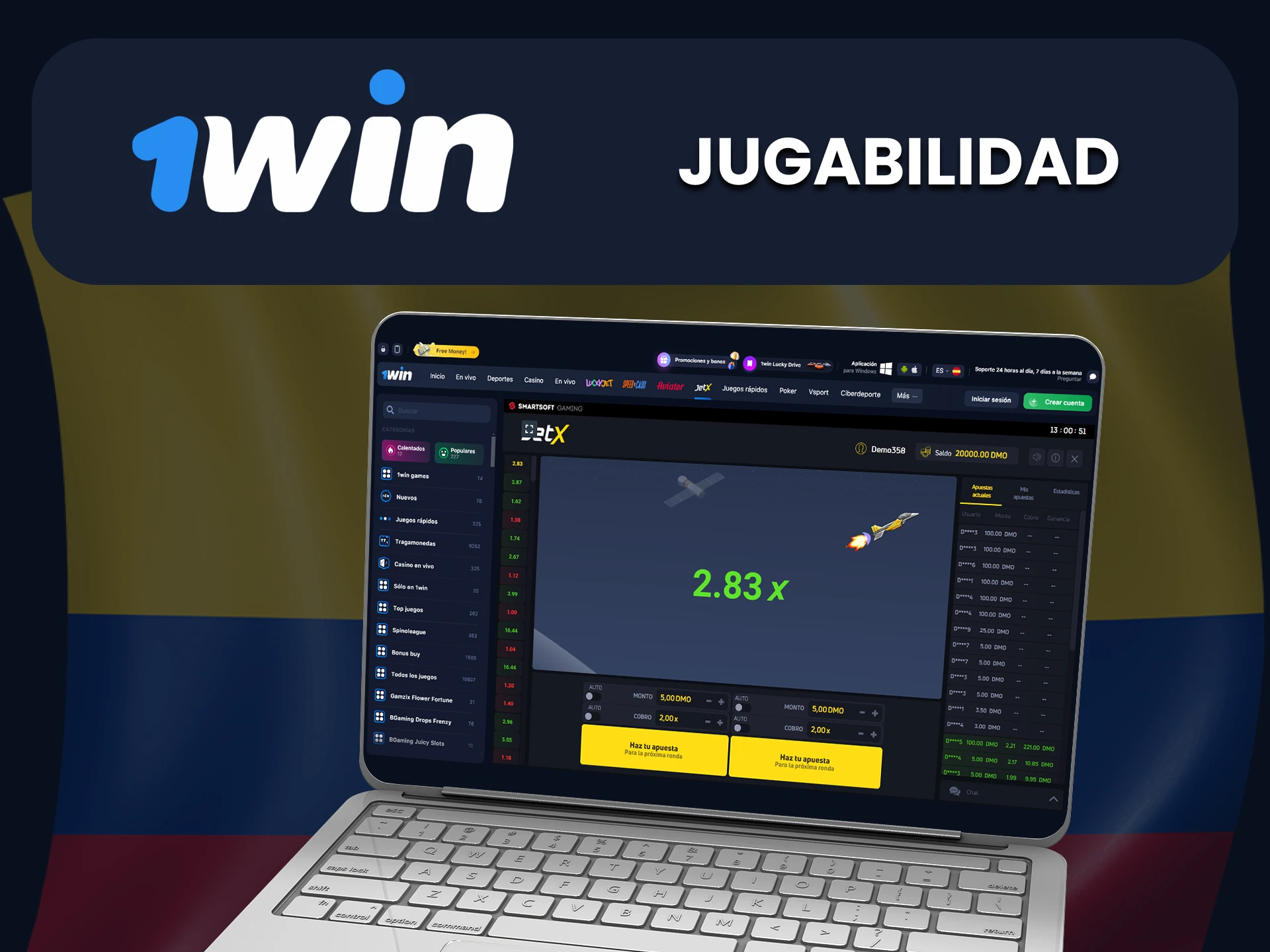 Le mostraremos cómo se ve el juego JetX en 1Win.