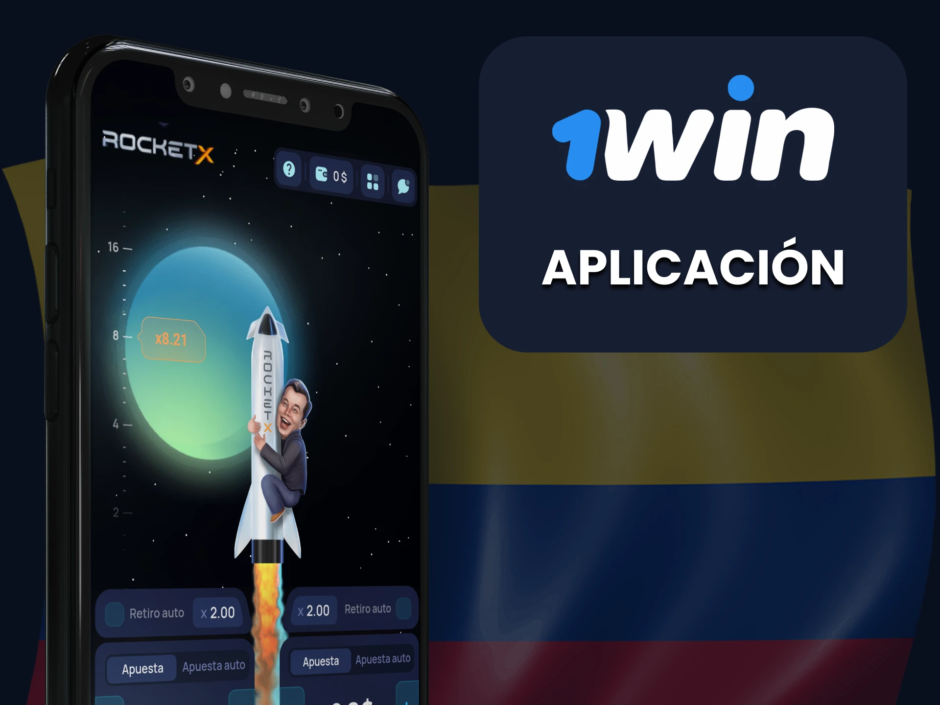 Descarga y juega Rocket X a través de la aplicación 1Win.