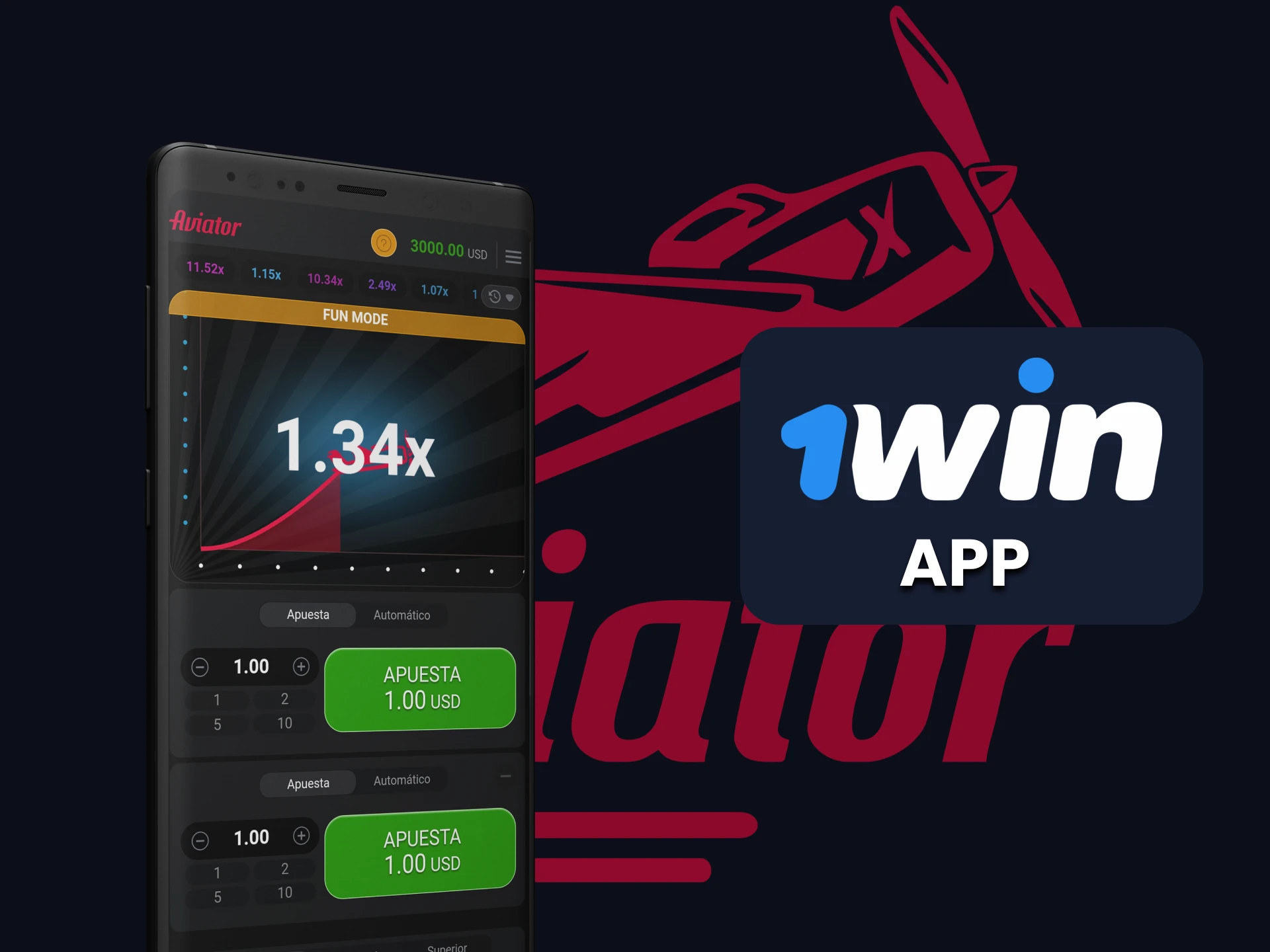 Instala la aplicación 1Win para jugar Aviator.