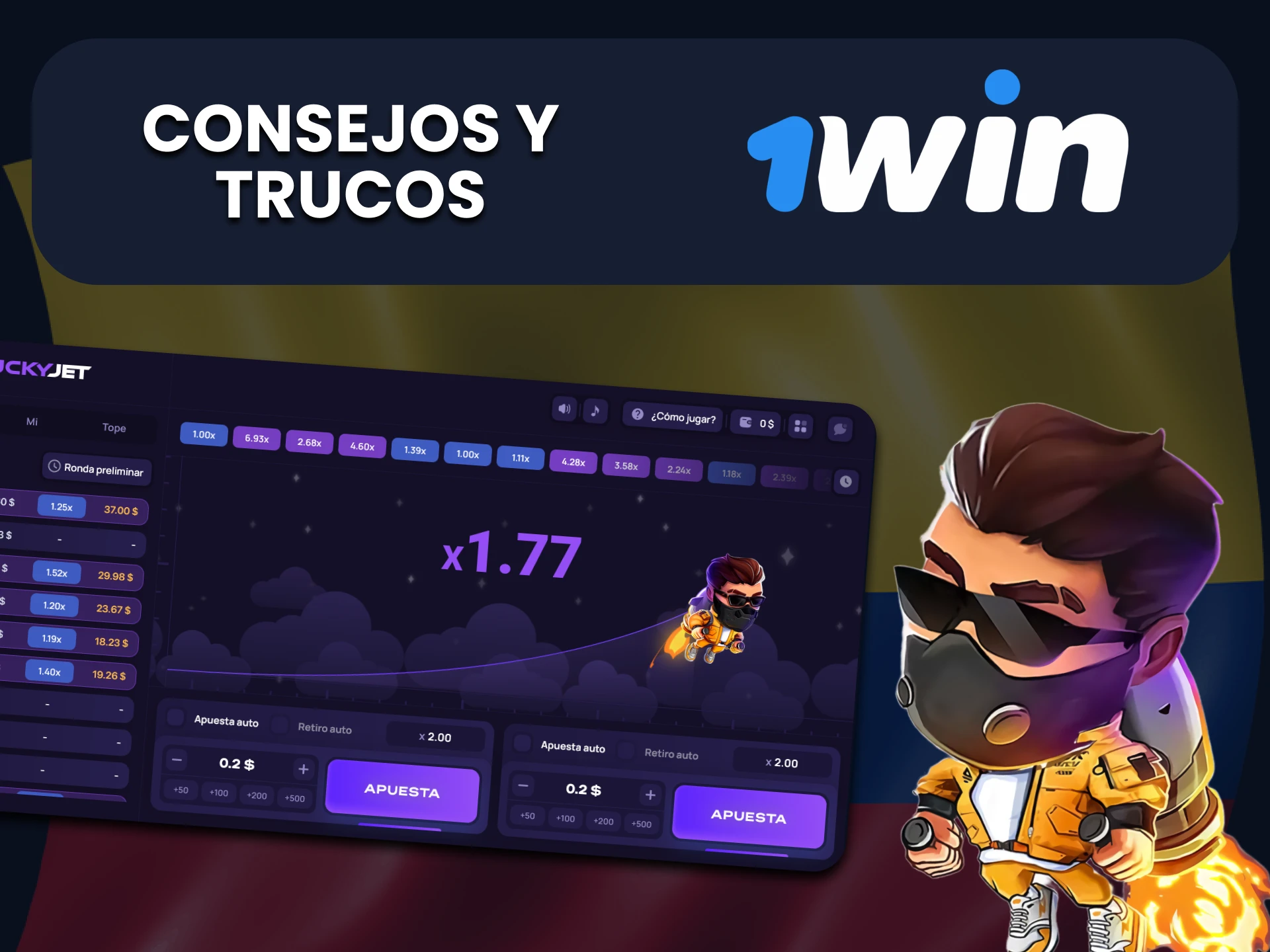 Aprenda trucos y consejos para ganar Lucky Jet en 1Win.
