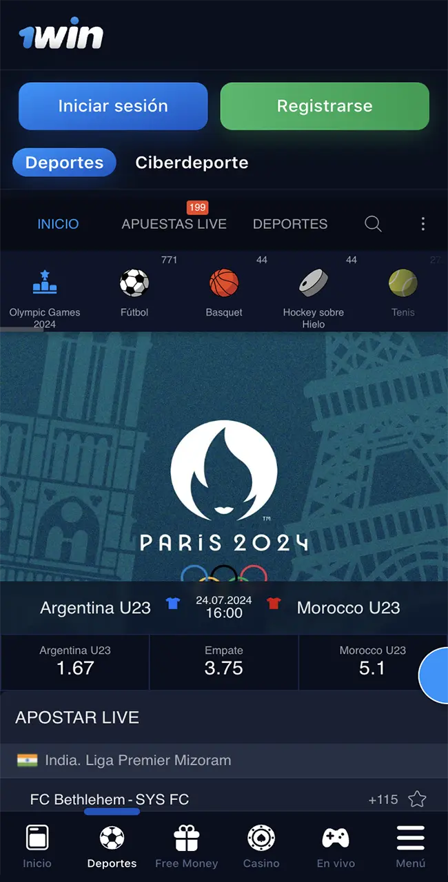 Apuestas deportivas en la casa de apuestas 1Win.