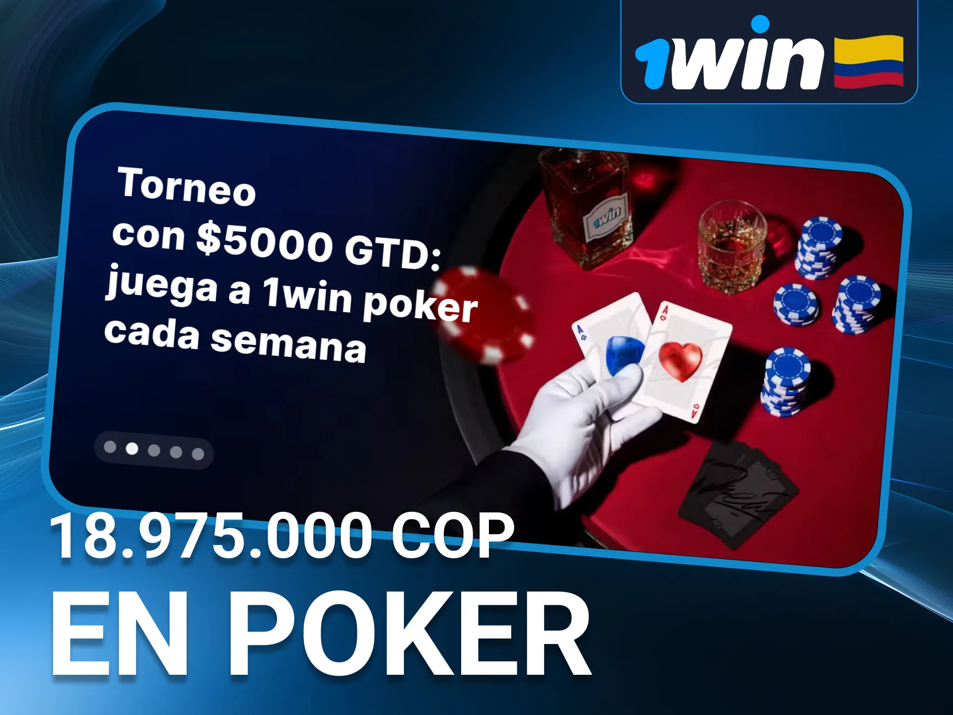 Torneo semanal de póker de 1Win con premio asegurado.